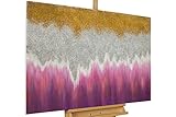 Das Acrylbild 'Tide of Passion' ist 120x80cm groß und ein handgemaltes und modernes Kunstwerk mit Motiv 'Abstrakt Farbverlauf'. Es ist Gold und Lila gehalten. Kein minderwertiger Druck - Sie spüren die kräftige Textur der Acrylfarben.