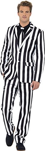 Smiffys Adult men's Humbug Print Suit, Stand Out Suits, Jacket, trousers and Tie, Stand out Suits, Serious Fun, Size M, 43536