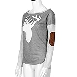 Amlaiworld Damen Langarm Reh gedruckt lässige Bluse Shirt (S, Grey) -