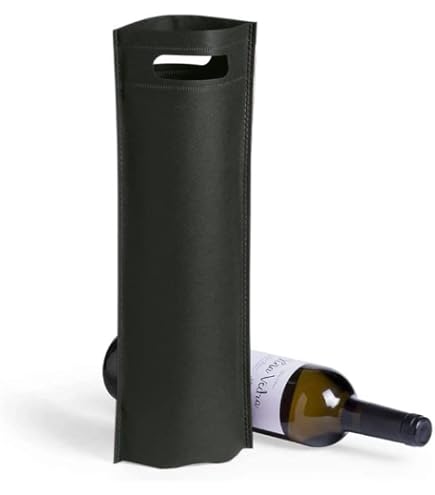 12 Sacchetti Regalo Per Vino In Carta Con Manico - Nero, 9.5x9.5x35 Cm - Riciclabili E Riutilizzabili Per Natale E Matrimoni - 4