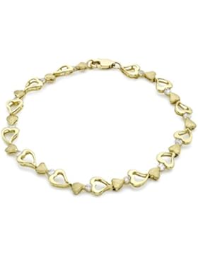 Carissima Gold Standardgliederkette Armband 9k (375) Gelbgold Zirkonia Satin Herz 18.5cm