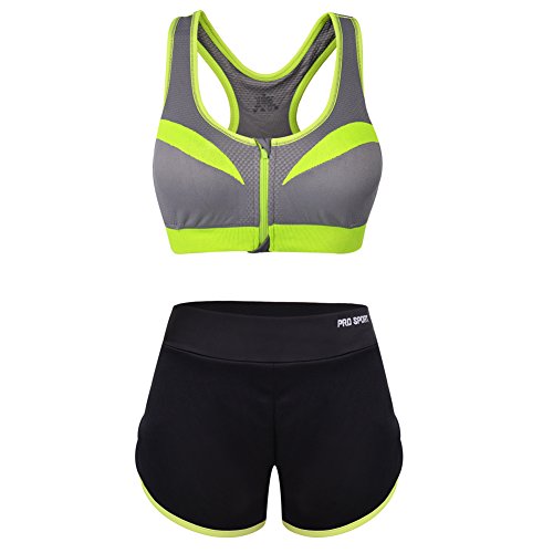Vbiger Sport BH Yoga BH Sports Bra Damen Kurze Jogginghose Kurz Sporthose Damen Sport Bustier ohne Bügel