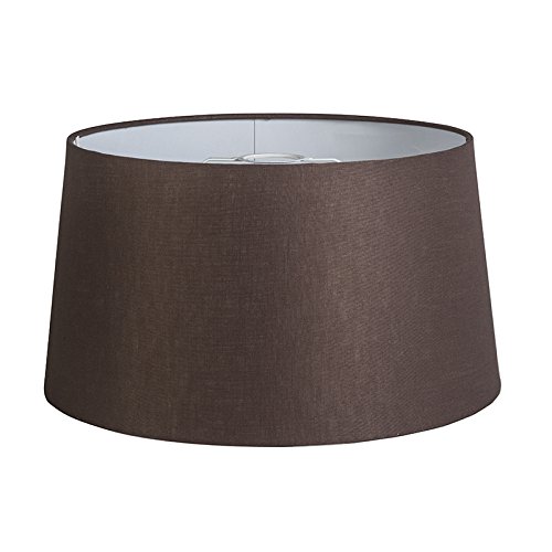 QAZQA Leinen Lampenschirm 40cm rund DS E27 leinen braun , Rund konisch Schirm Pendelleuchte, Schirm Stehleuchte,