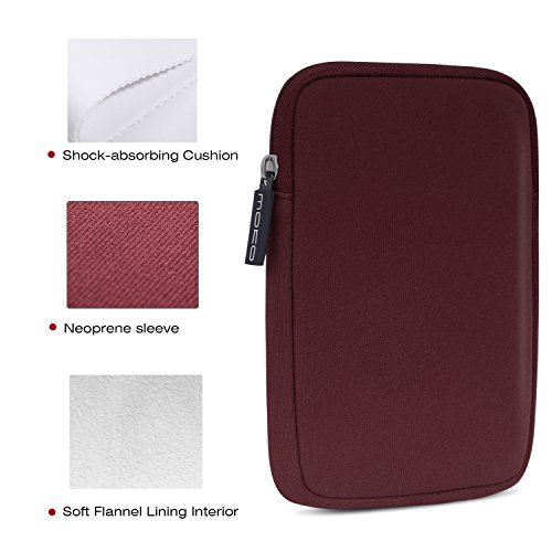 MoKo Universal 6 Zoll Sleeve Hülle – Tragbare Neoprene Schutzhülle Tasche für Tablets, Kobo Touch 2.0, Kobo Glo HD, Tolino Shine 2HD, Tolino Vision 3HD E-Book E-Reader, Rot Wein - 3