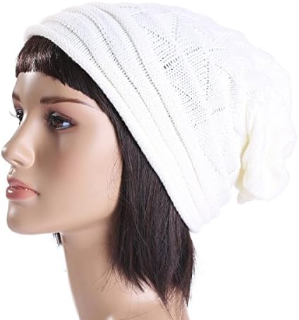 Cashmere Curling Masculine Autumn And Winter Skiing Warm Wind Proof Slouch Stretch Outdoor Knitted Beanie Hat Cap,White-OneSize