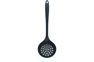 BAOFUYA Spatola per Schiumarola con Fessura in Silicone, Cucchiaio Colino Leggero con Manico Lungo, Morbido e Antiaderente, Facile da Pulire per Filtrare Verdure e Gocce (BLACK)