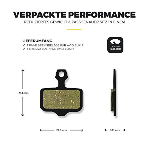 Avid Elixir 1 3 5 7 9 R Carbon X7 CR 10 XO VIA GT und Sram XX XO Bremsbeläge für MTB Mountainbike Scheibenbremse Organic Beläge Bike Bremse Bremsbelag | Gorilla Bikes High Performance Disc Brake Pad - 2