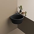 Sumra G Corner Wash Basin for Bathroom Small Corner Wash Basin Corner Wash Basin Wall Mounted Corner Wash Basin for Living Room Corner Wash Basin Table Top Corner Washbasin (Black)