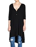 Vogstyle Women's Half Sleeve Front Buttons High Low Loose Casual T-shirt Top Tee Dress