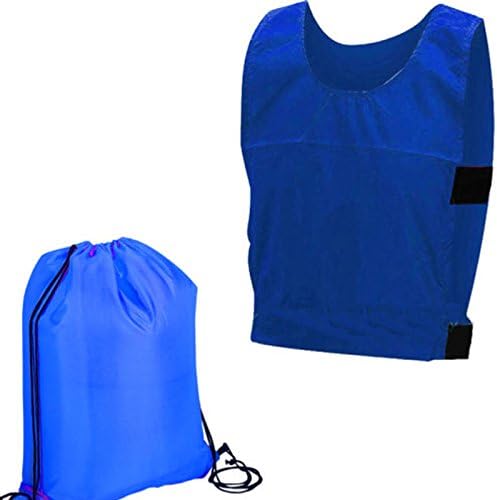 OWASI ® NETBALL SOCCER BEST QUALITY POLYESTER BIBS UNISEX SPORTS TRAINING VESTS PACK OF 1, 5, 7, 10, 15, 20 BASKETBALL SOCCER KIDS TRAINING GROUP TEAM VESTS (1x BLUE+BAG, ADULTS)