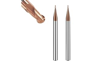 ASNOMY 2 Stück VHM Radiusfräser Kugelkopffräser - Ø1mm, AlTiN Beschichtung HRC 55, Hartmetall-Kugelkopffräser, 2 Zähne CNC-Gravierfräser für Metall