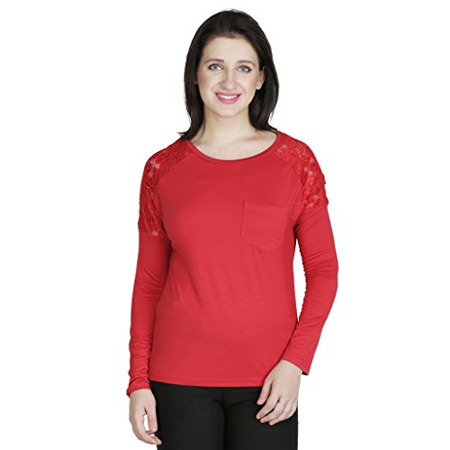 RAMPWALK Red All In The lace Detailed Top Free size