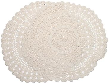 SARVSIDDHI Handmade Round Crochet Lace Table Mats Set | Delicate and Pretty Table Mats for Elegant and Fresh Look to Fine Dine (White (Set of 4), 12")