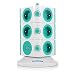 Produktbild SAFEMORE schaltbare 11 Fach Steckdosenleiste Mehrfachsteckdosen Steckdosenturm mit 2 USB Anschlüsse 2500W/10A Grün