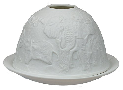Himmlische Düfte Geschenkartikel DL0062 Elefanten Windlicht Porzellan 12 x 12 x 8 cm, weiß - 2