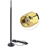 Eightwood Wireless Router Antenne RP-SMA Stecker 12dBi Stab mit Magnet Standfuß 280cm 8.4ft Anschluss Kabel für 2G 3G 4G GSM Wlan Bluetooth HSDPA UMTS DCS LTE Wireless Wifi Funknetze