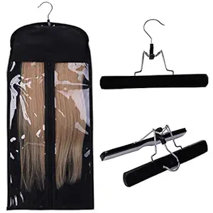 US Stock-US Seller Hair Extension Hanger Strong Holder With Double Anti Slip Stickers & Protection Case Hair Carrier & Hanger Black