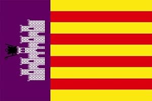 SUPER STICKER Lote 2 ud - Pegatina vinilo impreso para coche, pared, puerta, nevera, carpeta, etc. Bandera de mallorca