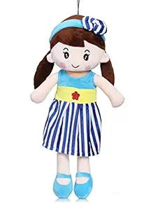 MABLE Polyester 40cm Super Soft Stuffed Doll for Baby Girls (Blue Color), Washable Cuddly Soft Plush Toy, Helps to Learn Role Play, Safe Toy for Kids