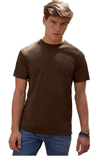 Camiseta de manga corta Fruit of the Loom de hombre, única, básica, de cuello redondo Marrón (Chocolate) Medium