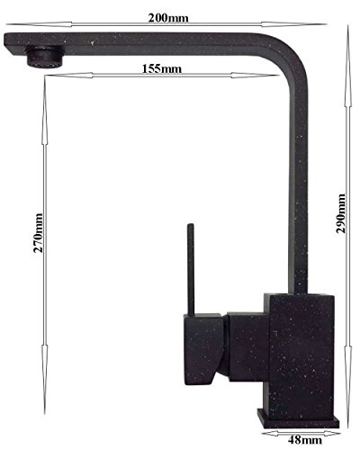 Küchen Armatur Küchenarmatur Wasserhahn Spültischarmatur Mischbatterie Küchen Armatur Einhebelmischer Einhandmischer Wasserhahn 360° schwenkbar Hochdruck in Schwarz Granit 8008 - 2