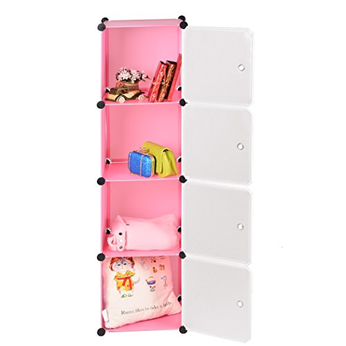 Preisvergleich Produktbild Teamyy 4 Boxen Kleiderschrank Faltschrank Campingschrank Garderobenschrank Regal Schrank Pink