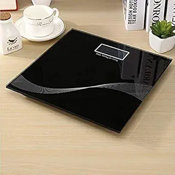 INFINITY MALL Thick Tempered Glass LCD Display Digital Personal Bathroom Health Body Weight Scale (Black)