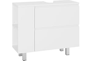‎KIMENICH KIMENICH Waschbeckenunterschrank, Badezimmerschrank mit 2 großen Schubladen, Transformierbarer Unterschrank, Verstellbare Ablage, Viel Stauraum, 80 * 30 * 66cm, Weiß