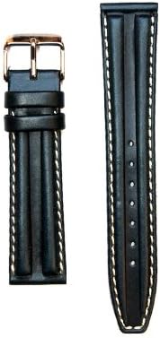 Black Double-hump Oil-tanned Calfskin Leather Watch Band 18mm