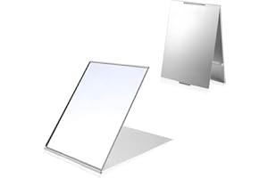 LELE Life Lot de 2 miroirs pliants Portables Ultra-Minces, Coque en Aluminium, Facile à Transporter, Miroir de Maquillage de Voyage, Miroir de courtoisie, Miroir de Bureau, 15 x 10 cm, M