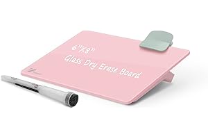 TOWON Mini Desktop Glass Whiteboard | Small Desk Notepad | Pink Office Buddy Board | Great Reminder Memo Board for Office Home School Kids, 21 x 15 cm, Pink