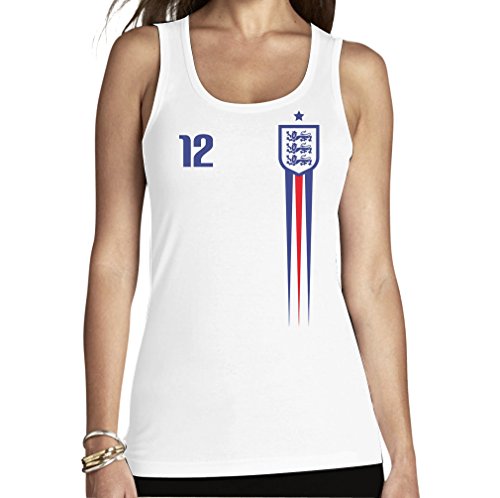 Shirtgeil England Fan-Trikot Fanshirt WM Fußball Frauen Fanartikel Frauen Tank Top Medium Weiß