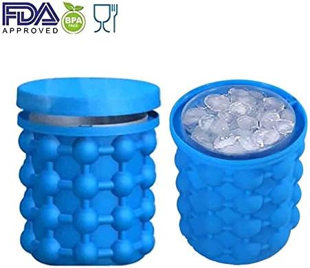 Ice Genie Cube Maker Ice Ball Maker Ice Bucket with Lid Silicone Revolutionary Save Space Kitchen Tools &amp; Ice Cream Tubs Drink Holder Bottles