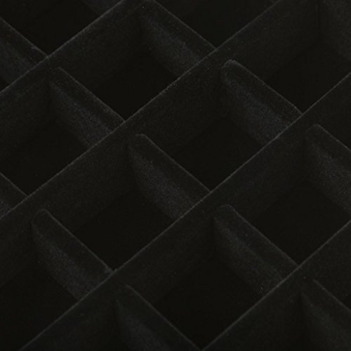 24 Raster Samt verspiegelt Jewelry Display Box Ringe Ohrringe Halskette Nail Art Organizer Fall – Rose Rot/Schwarz – Schwarz, Eine Größe schwarz - 2