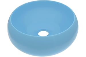 vidaXL Lavandino Lusso Rotondo Lavello per Bagno Lavabo per Toilette Sanitari Prodotti per Bagno Vaschetta Azzurro Opaco 40x15 cm in Ceramica