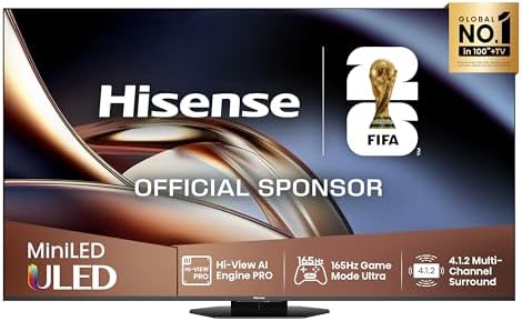 Hisense TV 85" Mini-LED 165Hz 4K 2025 85U8Q, Octagonal Stand, Dolby Atmos Multi-Channel Surround 4.1.2, Smart TV VIDAA U9 con 1000+APP, Dolby Vision IQ, HDR 10+, 165Hz Game Mode Ultra, Alexa Built-in