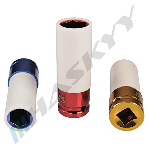 3 tlg. Schlagschrauber SET Nüsse SW17 / SW19 / SW21 mm Schoneinsätze 1/2″ für Radschrauben & Radmuttern zum Schutz der Alufelgen CSE3-14 - 6