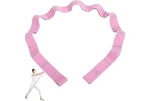 GIMIRO Yoga Belt Stretcher Elastic Resistance Bands with 8/9/10/11 Loops Pilates Straps Fascia Strength Training Body Stretching Ballet Dance Fitness