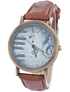 Souarts Damen Retro Braun Klaviertaste Armbanduhr Quartz Analog Armreif Uhr mit Batterie
