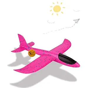 Sage Square Large Throwing Foam Plane, Dual Flight Mode, Aeroplane Gliders, Flying Aircraft, Gifts for Kids, Outdoor Sport Game Toys, Birthday Party Gifts (Pink)