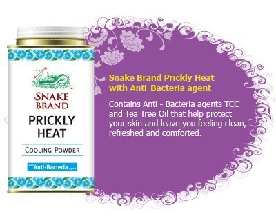 Prickly Heat Powder with Anti-bacteria Agent Snake Brand (150 Gram); Cool Talcum for Sport Girl and Men