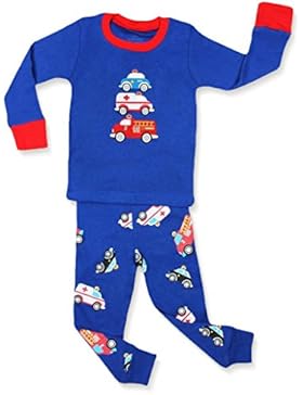 Elowel Kinder ''Notfallfahrzeug'' Langarm zweiteilige Schlafanzug 100% Baumwolle (6 M-8 Jaar)