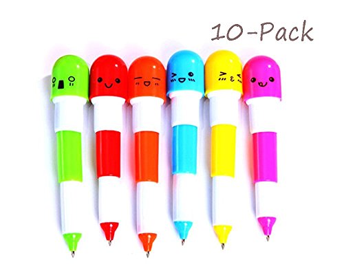 10Pcs Multicolor Vitamine Pilule Stylo a Blle Bic Retractable(Couleur Aleatoire)