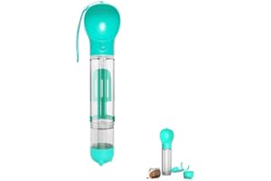 MY GIFT DIRECT Sarayah Dog Water Bottle, Portable Multifunctional Water Bottle with Food Dispenser, Garbage Collection Bag, Poop Shovel, for Outdoor Walking Travelling Doggy Bottles Leak Proof (Green)