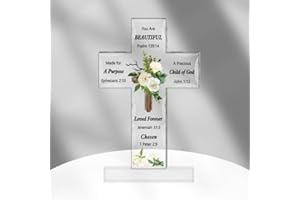 BLUCKINCLE Christian Gifts for Women Acrylic Cross Sign Christian Gifts for Men Jesus Gifts Baptism Gifts Confirmation Gifts for Boys Religious Gifts for Men Bible Accessories Communion Bible Gifts Bible Verse