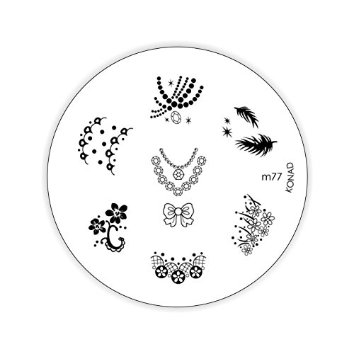 Stamping Set ELEGANCE – Clear Jelly Stamper transparent + Scrapper + Stampinglack schwarz 11ml + Stamping-Lack nude-rose 11ml + Stamping Lack nude beige 11ml + KONAD Stamping Schablone M65 + KONAD Stampingschablone M77 - 4