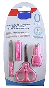 Cuteably 4 Pcs Baby Manicure Set Plastic Stainless Steel Nail Clippers Scissor Cutter Kit with Case Children Kids Nails Care Too Perfect Baby Gift