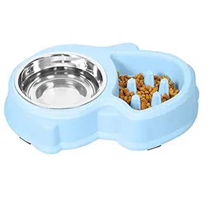 UPSKY Slow Feeder Dog Bowl Fun Feeder No Chocking Slow Feeder Bloat Stop Dog Food Water Bowl (Sky Blue)