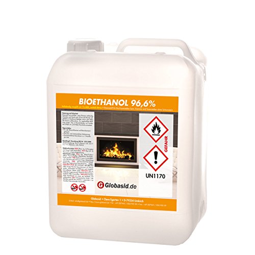 Bio-Ethanol 5 L 96,6% für Kamin Brennstoff für Deko-Kamine im Innen- und Außenbereich umweltfreundliche und sichere Anwendung Bio-Alkohol ist geruchsneutral & verbrennt rückstandslos