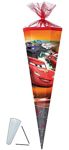 Schultüte - " Disney Cars - Lightning McQueen " - 22 / 35 / 50 / 70 / 85 cm - Zuckertüte ALLE Größen - mit / ohne Kunststoff Spitze - für Jungen - Auto Mc Queen / Fahrzeuge - Francesco Finn - Autos